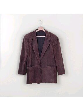​Vtg Caviar Suede Blazer Jacket S Brown Canada Made 90s Indie Sleaze Minimalist